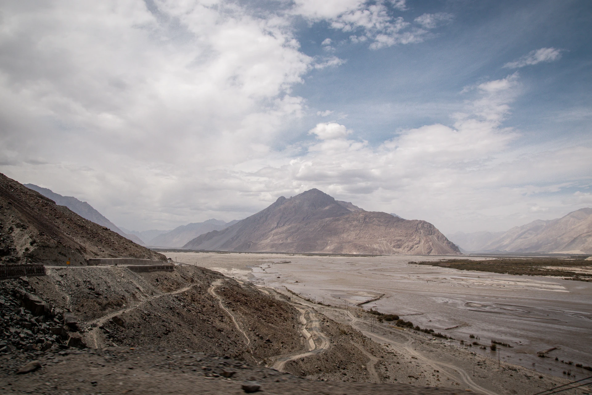 Desert road through mountain landscape, Ladakh