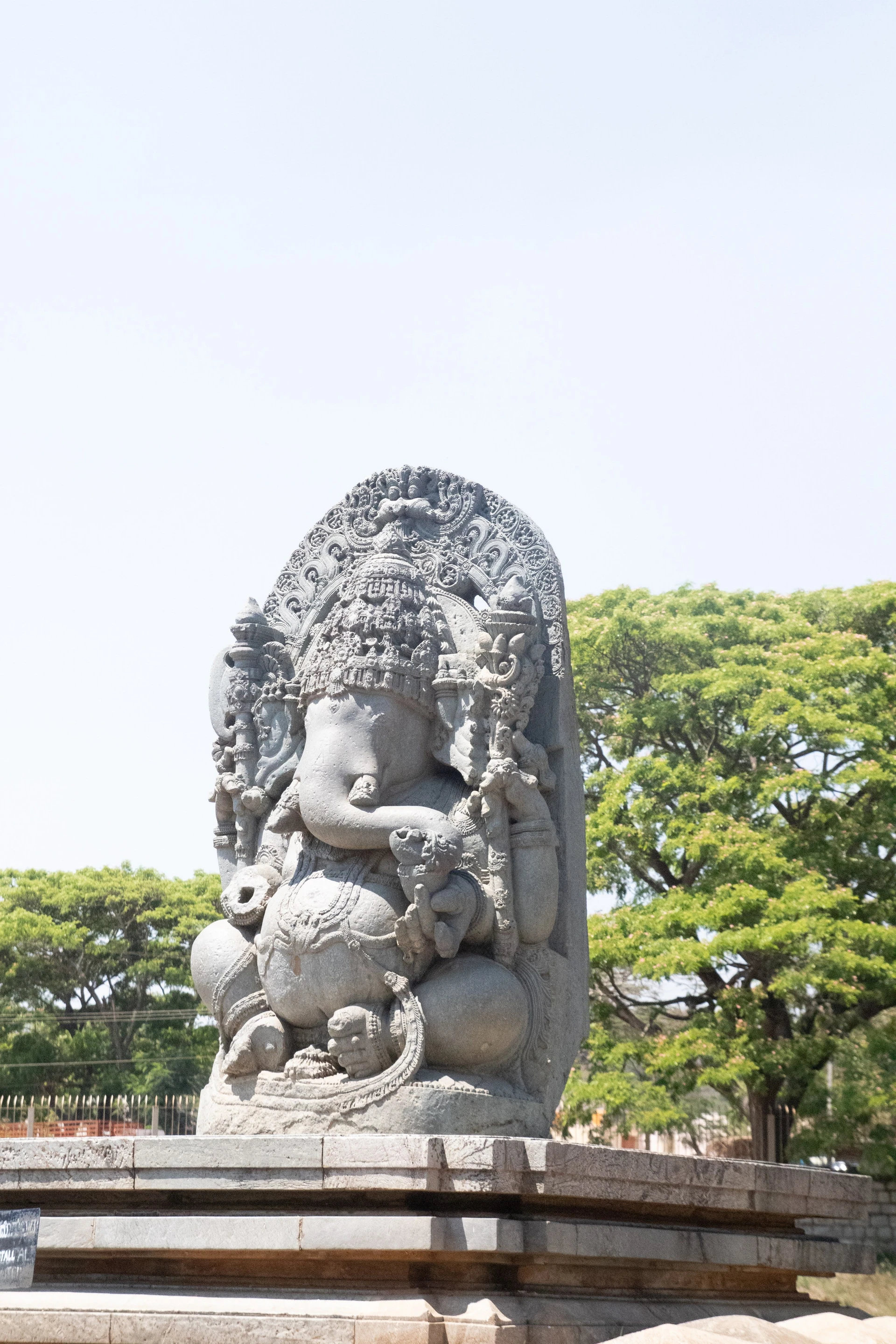 Intricate carved panel on Hoysaleswara Temple outer wall — figures in high relief against foliate scrollwork