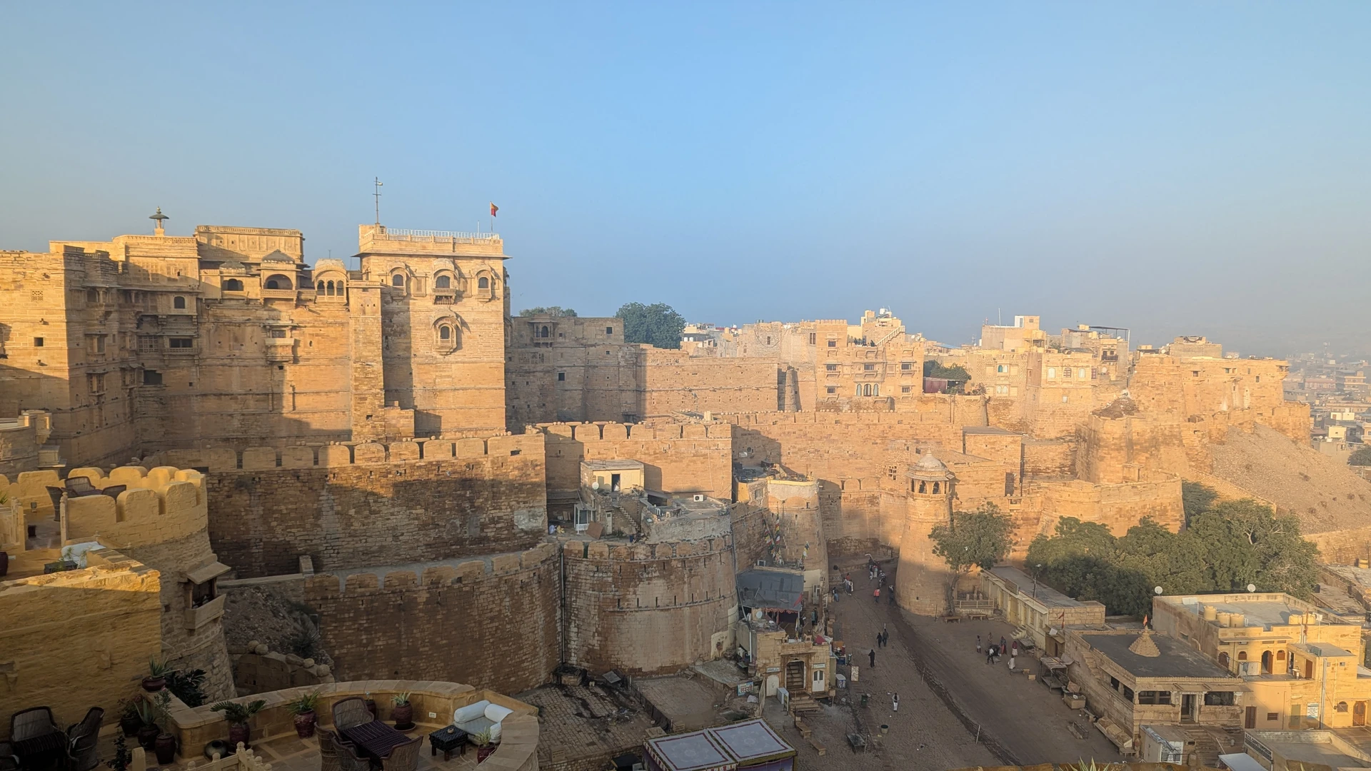 A narrow quiet lane inside Jaisalmer Fort, lived-in and empty of crowds