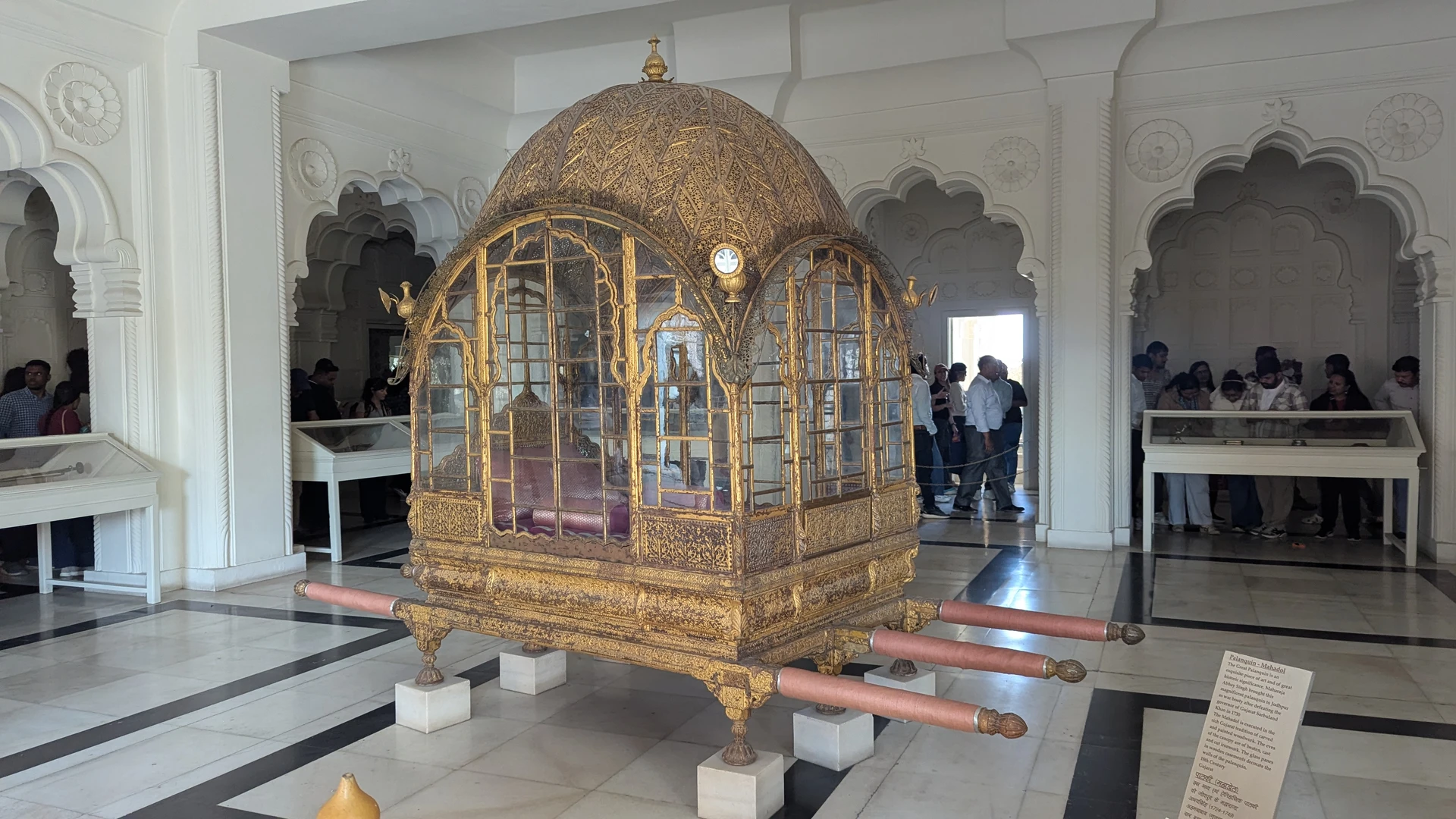 Gilded royal palanquin (Mahadol) on display in the Mehrangarh Fort museum, Jodhpur
