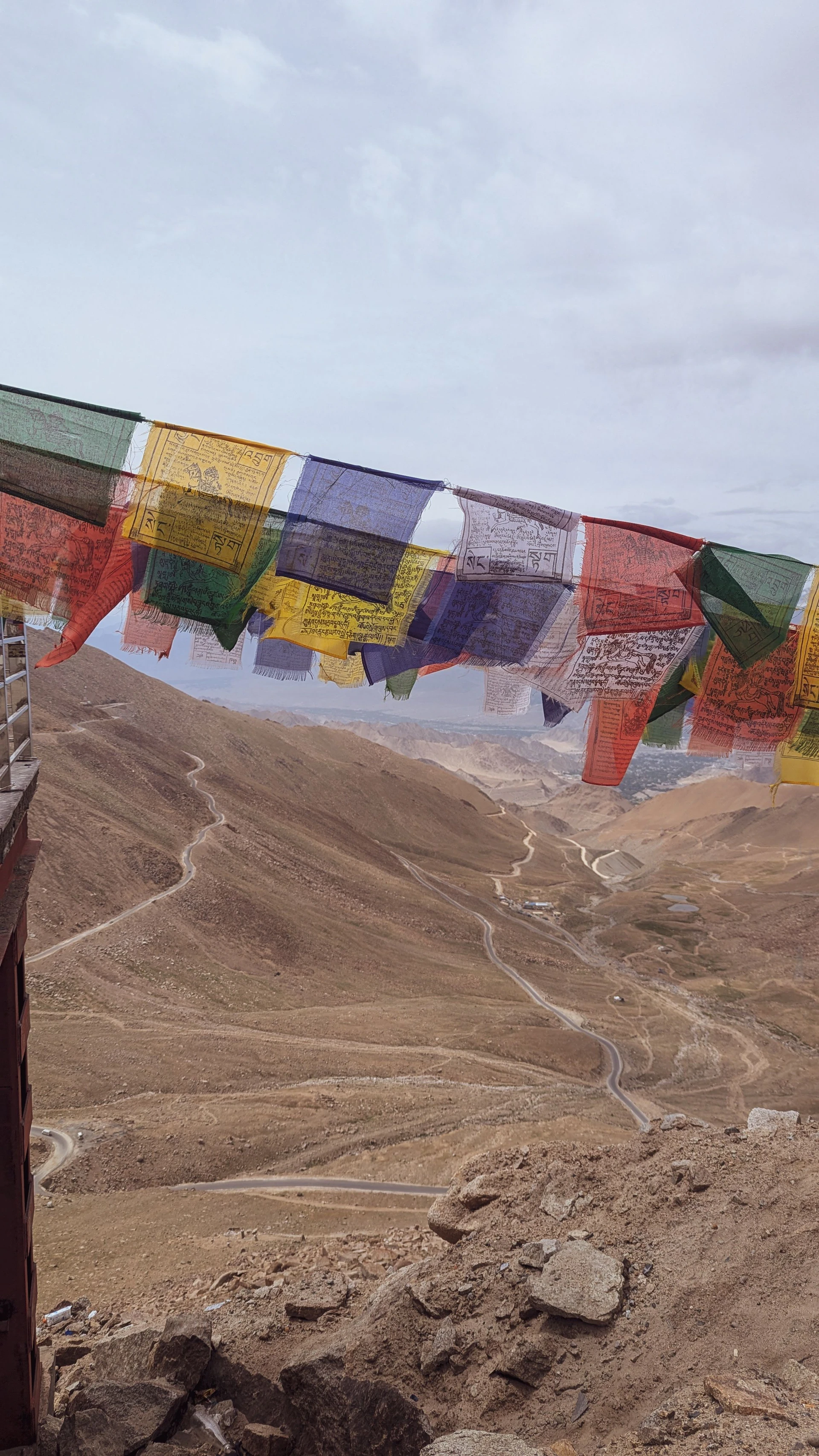 Prayer flags at a high mountain pass, Ladakh