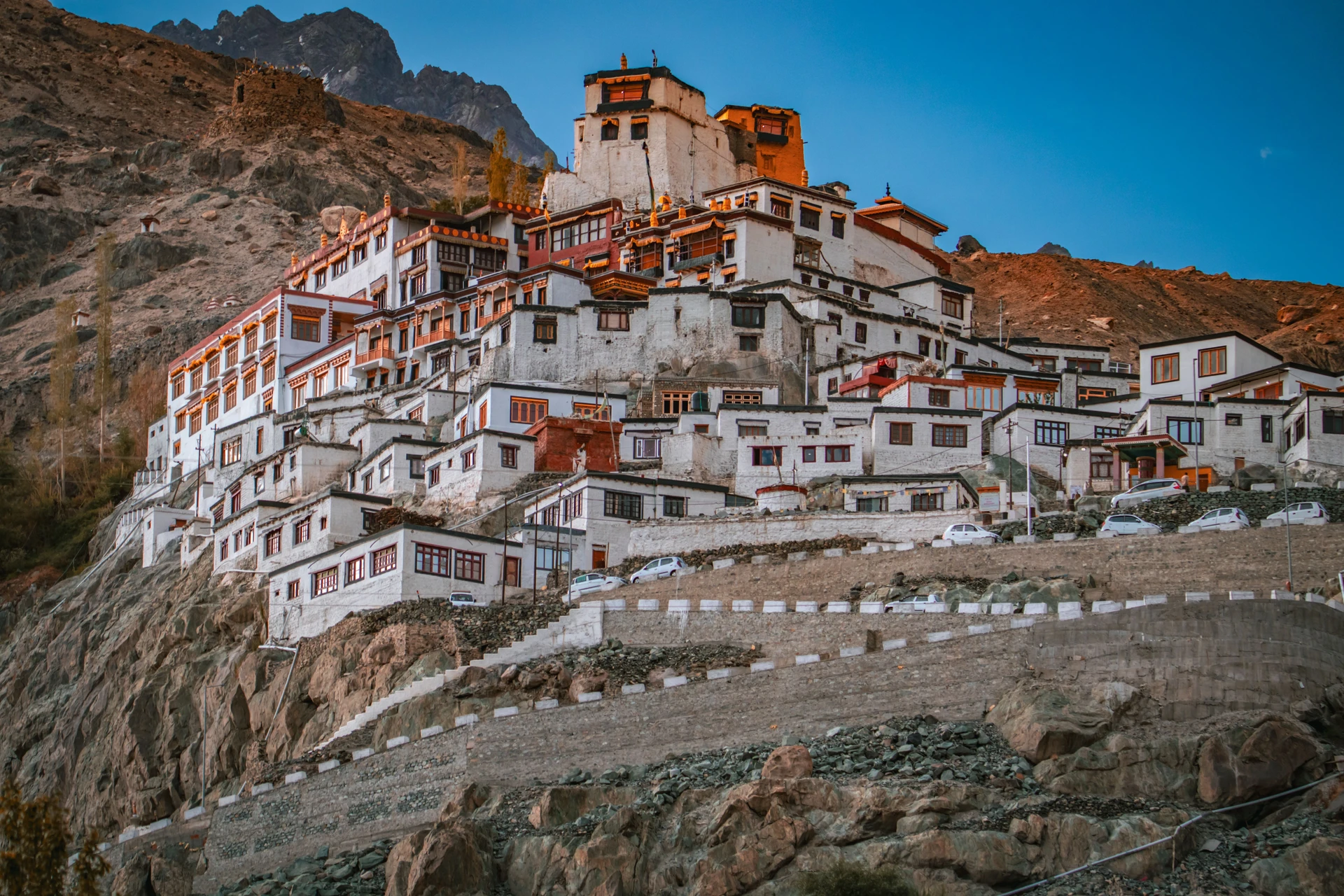 Thiksey Monastery on hillside, Ladakh