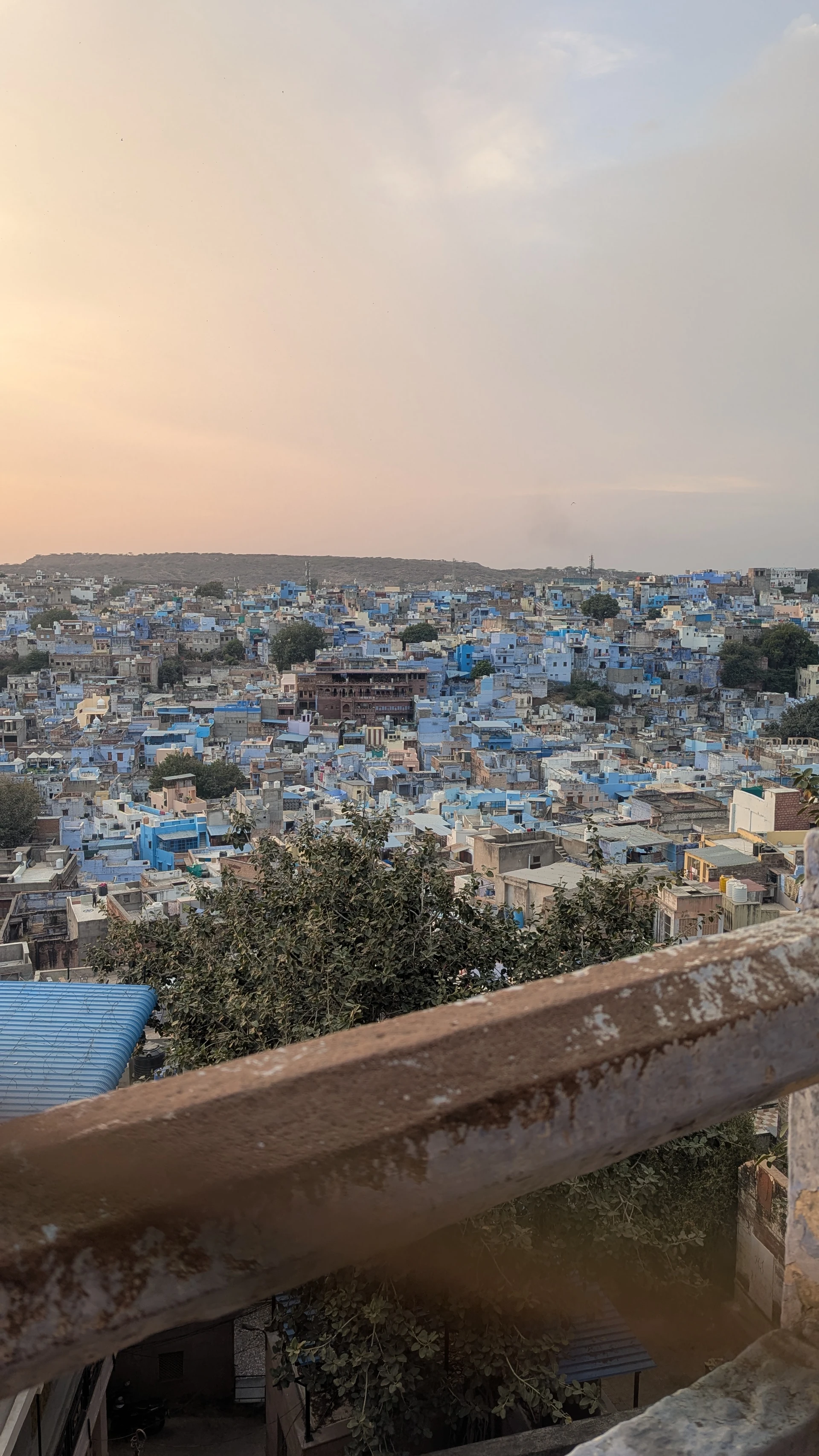 View of Jodhpur's Blue City from atop Mehrangarh Fort, a maze of blue-painted houses