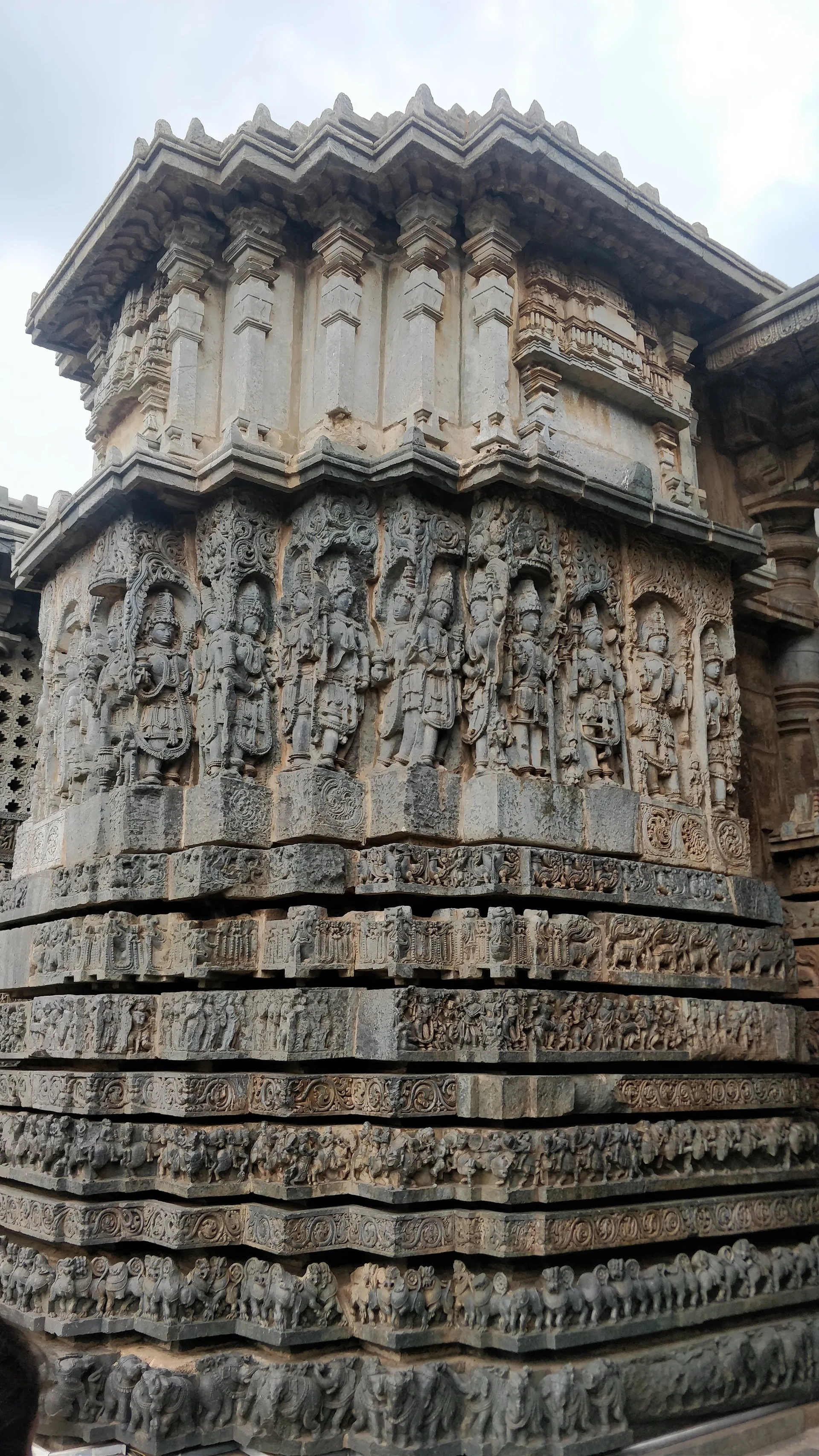 Hoysaleswara Temple interior — view toward the sanctum from within the navaranga