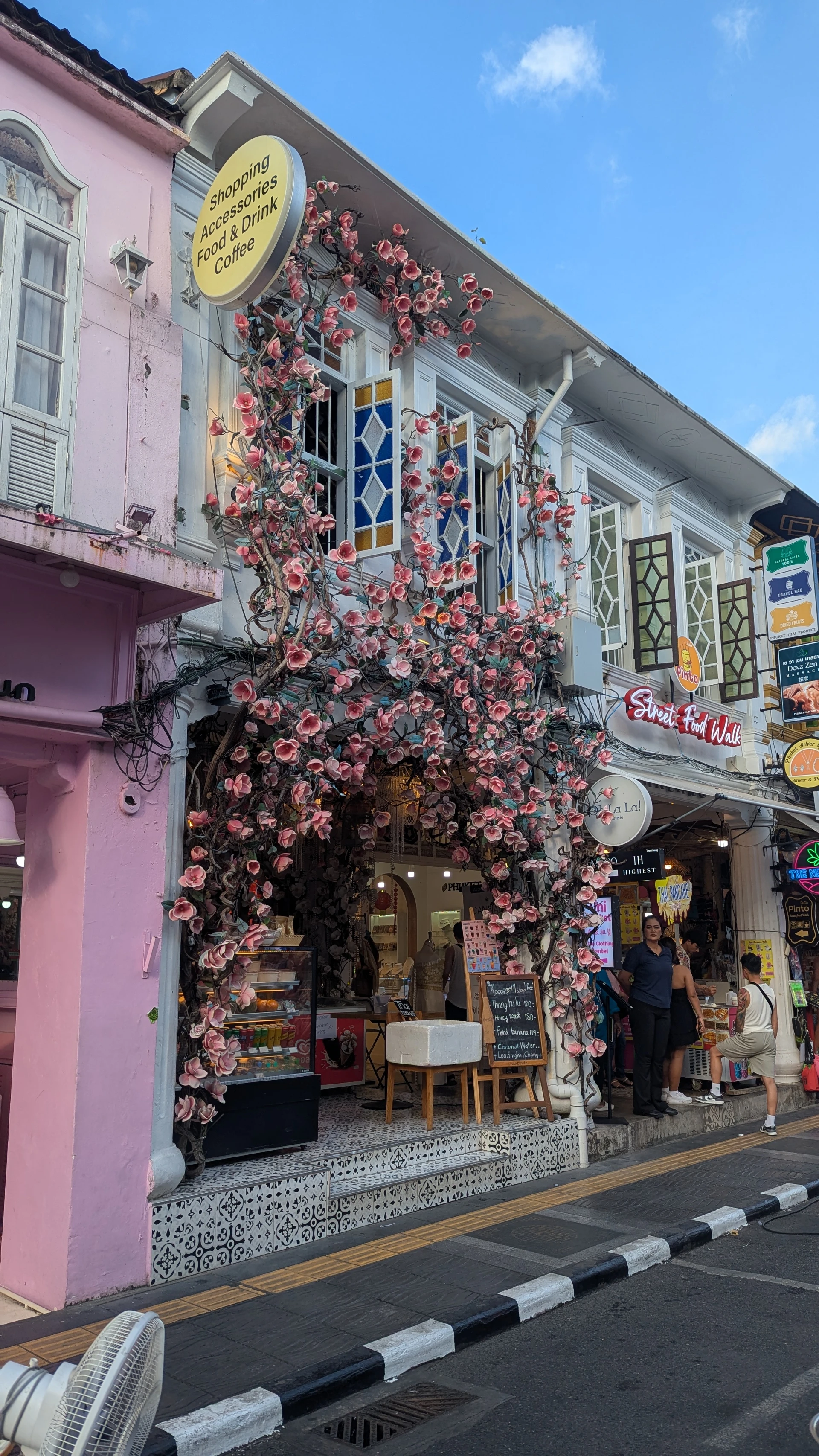Thalang Road in Phuket Old Town, lined with Sino-Portuguese shophouses